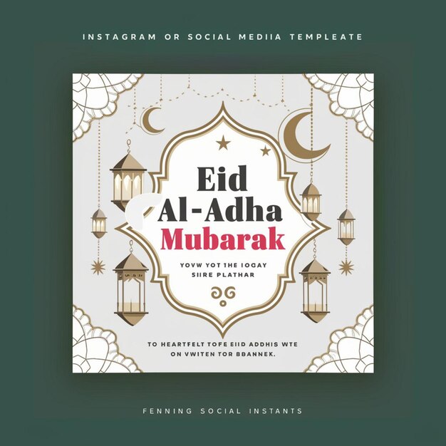 Foto gelukkige eid al adha mubarak social media banner template