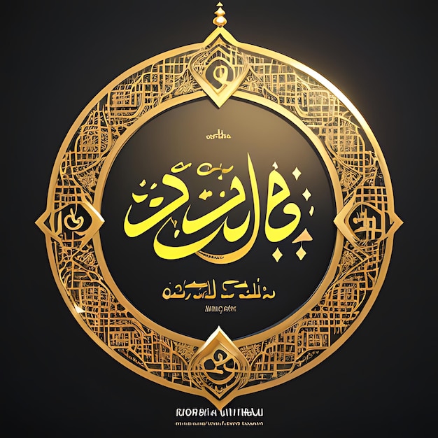Gelukkige Eid Mubarak kalligrafie met holle gravure maan op gouden bokeh achtergrond Illustratie