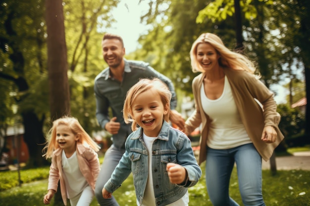 Gelukkige familie buiten roeping