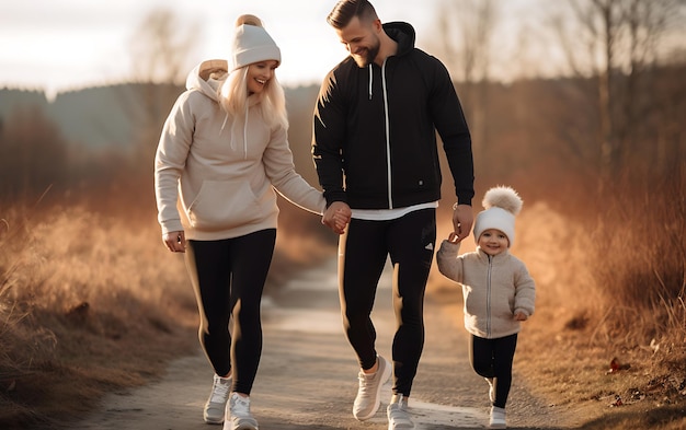 Gelukkige familie die 's ochtends fitnesstraining doet