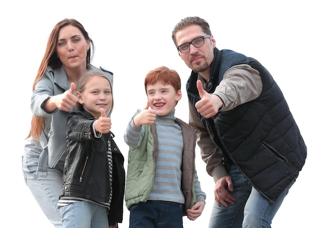 Gelukkige familie duimen opdagen