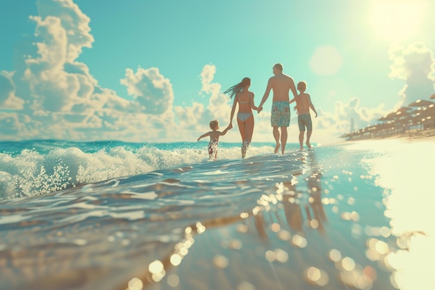 Gelukkige familie geniet van een zonnige dag op het strand