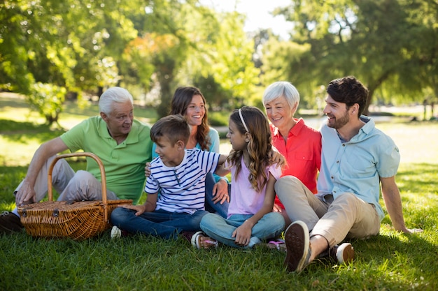 Gelukkige familie genieten in park