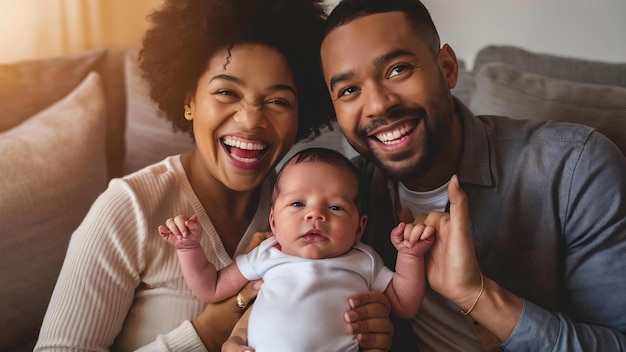 Gelukkige familie met hun eerste kind