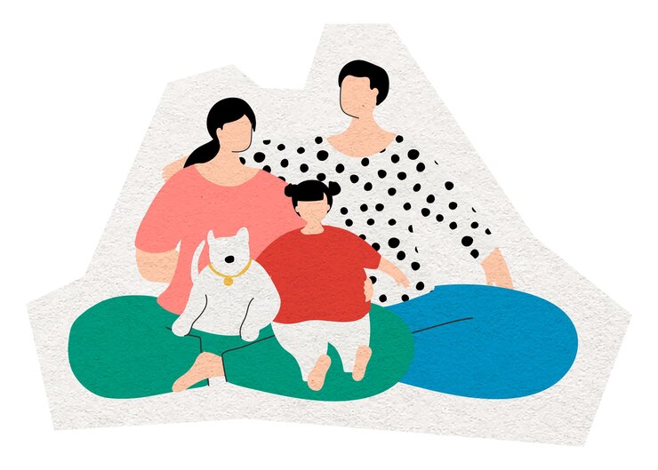 Foto gelukkige familie png sticker uitgeknipt papier ontwerp transparante achtergrond