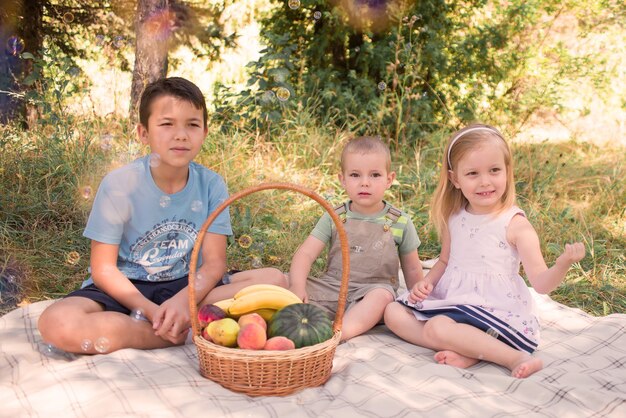 gelukkige familie samen in de natuur