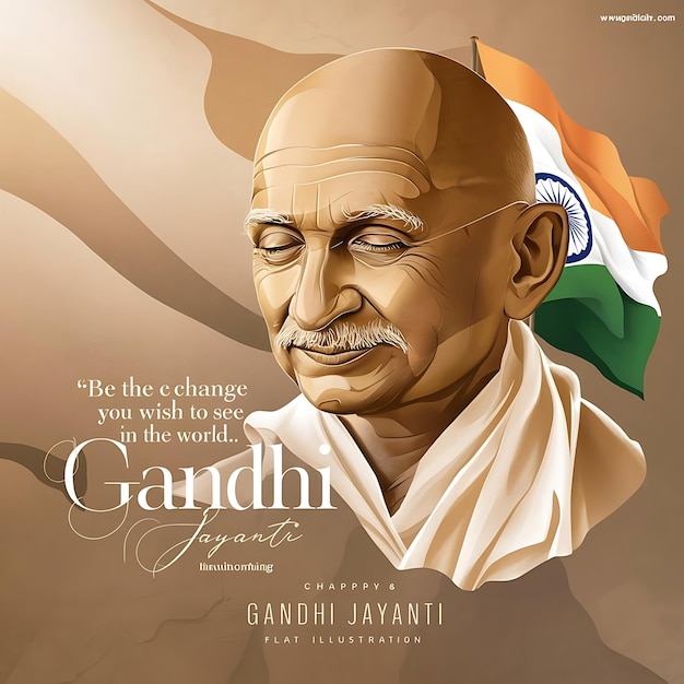 Foto gelukkige gandhi jayanti dag plat illustratie