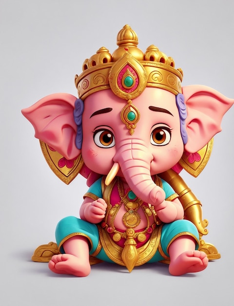 Gelukkige Ganesh Chaturthi Speelse schattige 3D Lord Ganesha