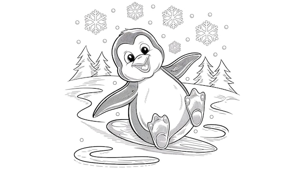 Gelukkige glijdende pinguïn