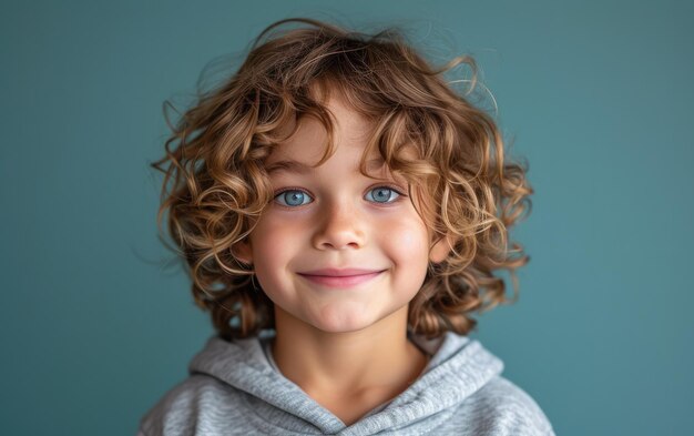 gelukkige glimlachende blanke kind portret professionele studio achtergrond