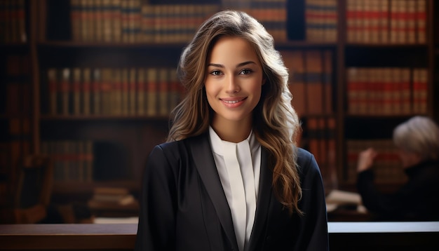Gelukkige glimlachende vrouwelijke advocaat schattige jonge mensen wet Slavische uiterlijk