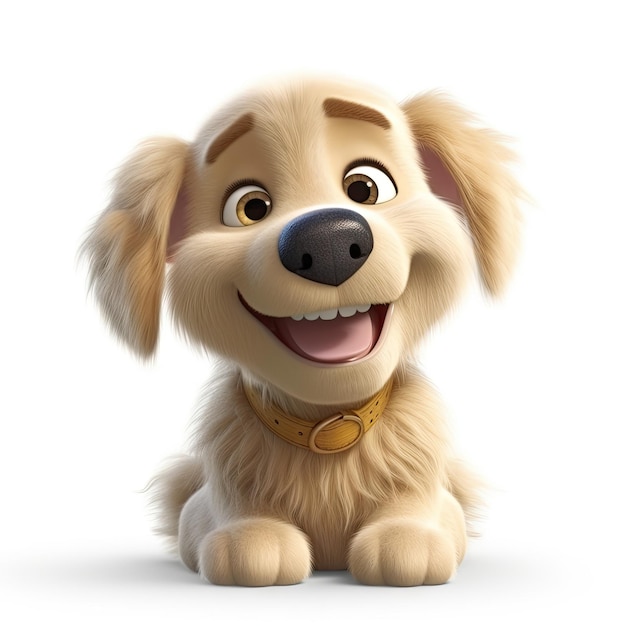 Gelukkige Golden Retriever met schattige glimlach in Pixar-stijl