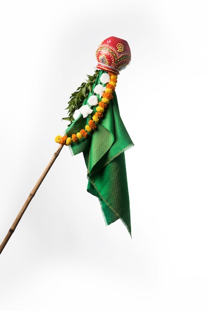 Foto gelukkige gudi padwa-groet - symbool of object voor hindoe-nieuwjaarsviering