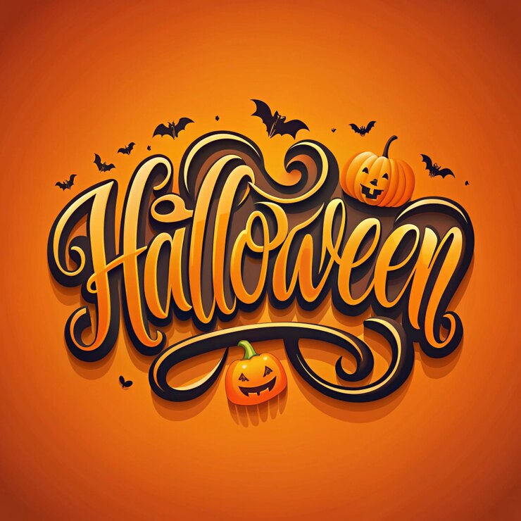 Foto gelukkige halloween poster nacht achtergrond met griezelig kasteel en pompoenen illustratie