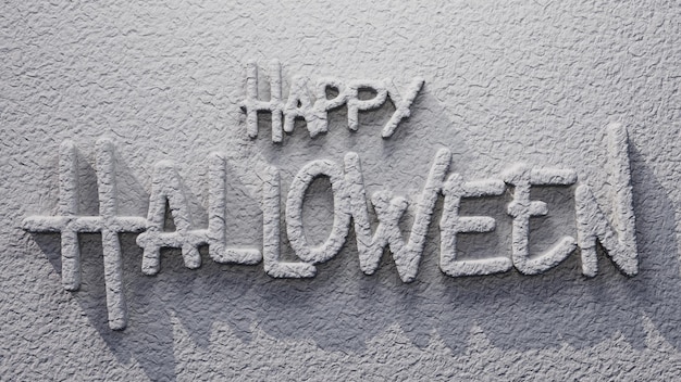 Gelukkige Halloween tekst met grijze kleur muur textuur vakantie thema 3D illustratie