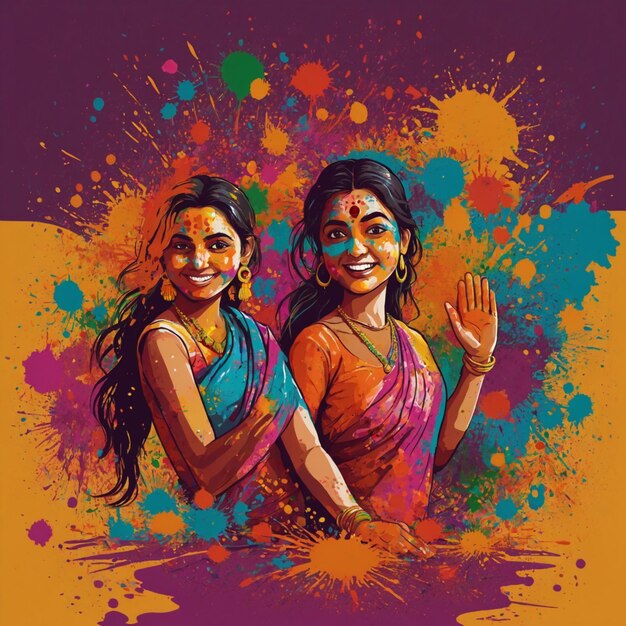 Gelukkige Holi Festival Illustratie