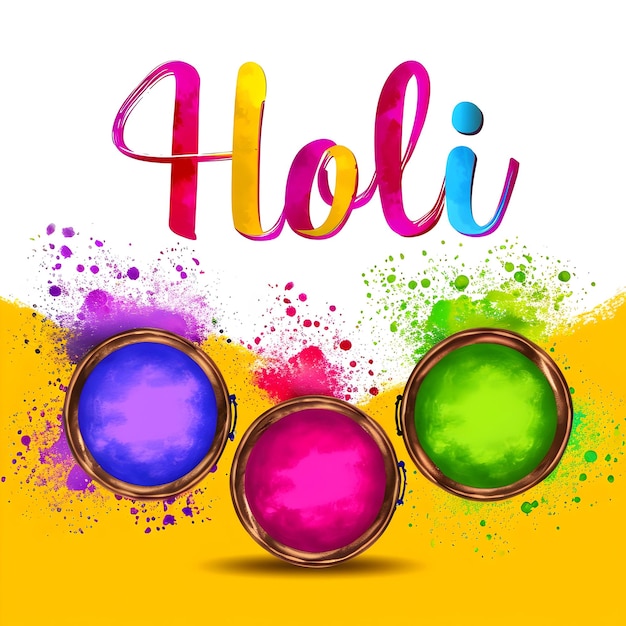 Gelukkige Holi viering achtergrond met kleurrijke poeder ontploffing van letters