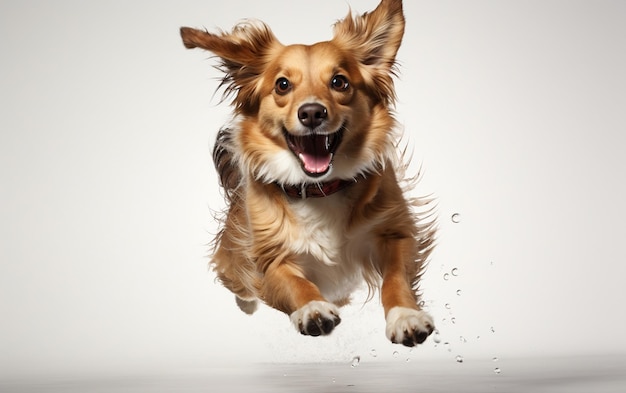 Gelukkige hond springen op een transparante achtergrond Generatieve Ai