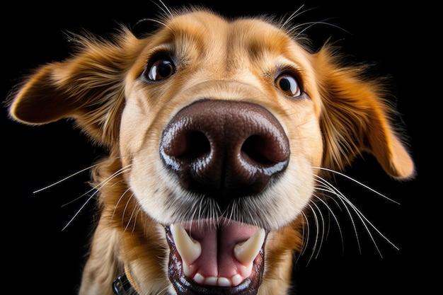 Foto gelukkige hondportret die naar voren kijkt