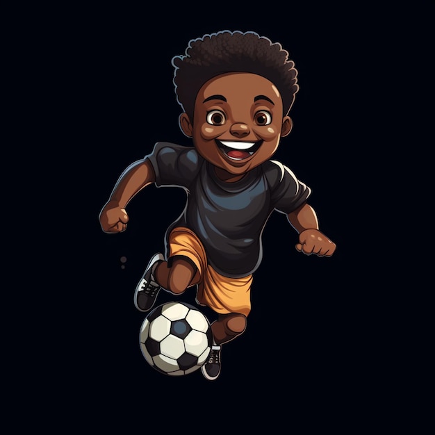 Gelukkige jongen die voetbal speelde illustratieontwerp