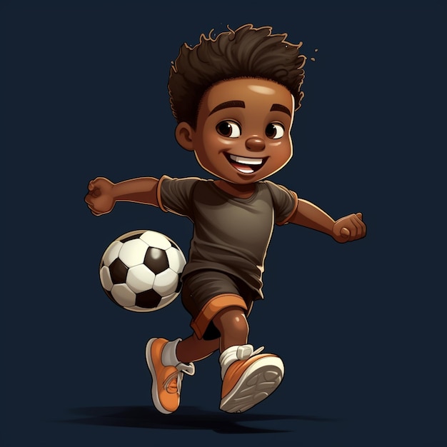 Gelukkige jongen die voetbal speelde illustratieontwerp