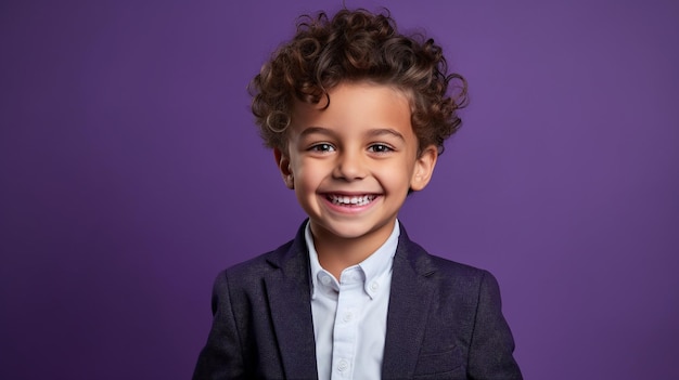 Gelukkige jongen geïsoleerd op de achtergrond van de studio