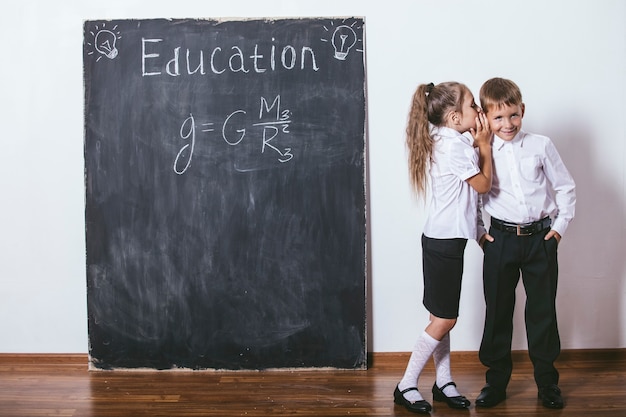 Gelukkige kinderen van de basisschool in de klas