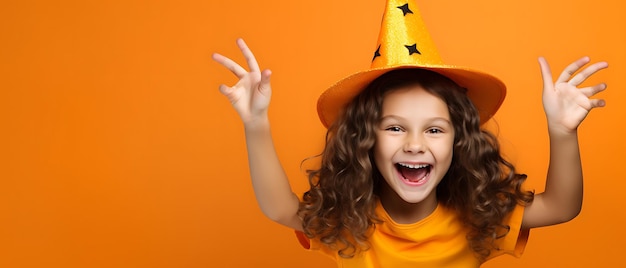 gelukkige kinderviering van halloween-feestkind achtergrondgeluid met kopieerruimte