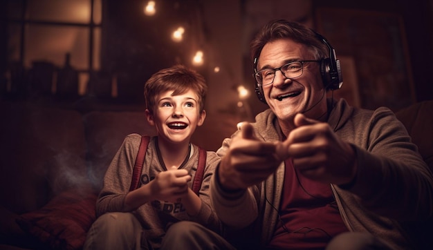 gelukkige liefdevolle familie vader en zijn zoon kind buiten spelen en knuffelen