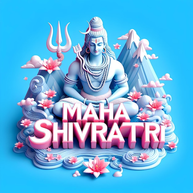 Foto gelukkige maha shivaratri wens met heer shiva afbeelding en standbeeld 3d