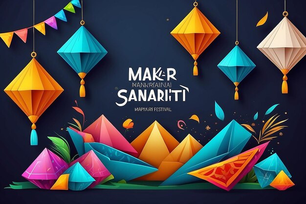 Foto gelukkige makar sankranti festival begroeting achtergrond template design