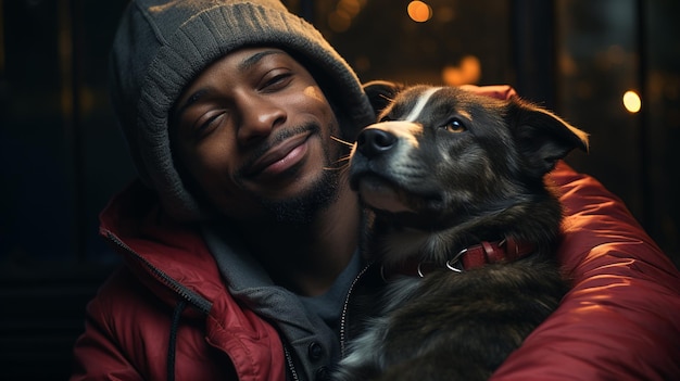 Gelukkige man met zijn hond