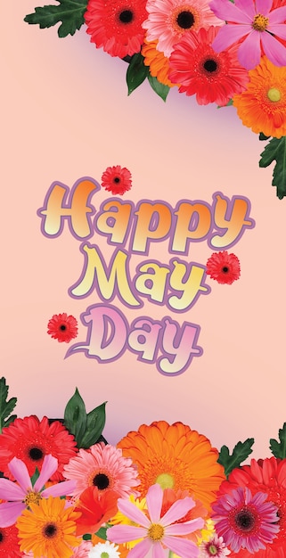 Gelukkige mei dag banner met bloemen collage