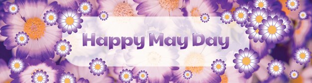 Foto gelukkige mei dag banner met bloemen collage