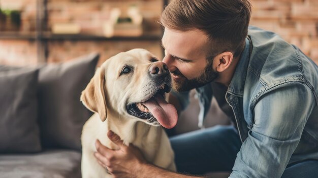 Gelukkige mensen thuis met favoriete huisdieren liefde en vriendschap pragma