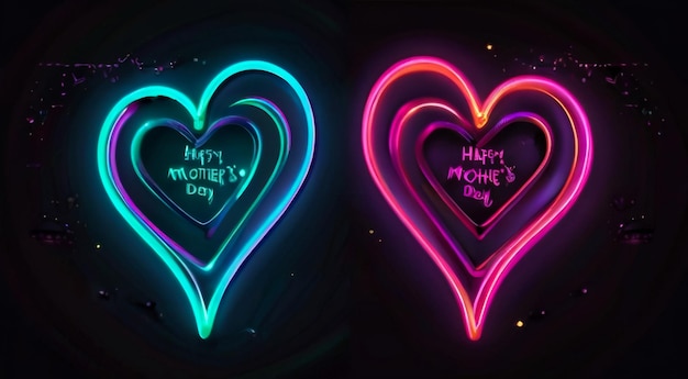 Gelukkige Moedersdag Neon met een bakstenen muur achtergrond Vector illustratie