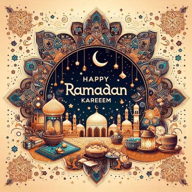 Foto gelukkige ramadan kareem achtergrondbeelden achtergrondbeeld van de ramadan moskee achtergrond