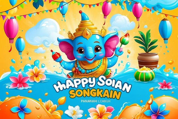 Foto gelukkige songkran poster template