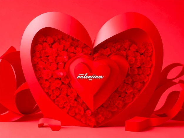 Gelukkige Valentijnsdag 3d Liefde achtergrond met roosbloem