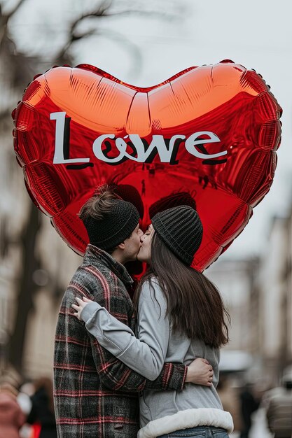 Gelukkige Valentijnsdag met ballonnen en geschenken.