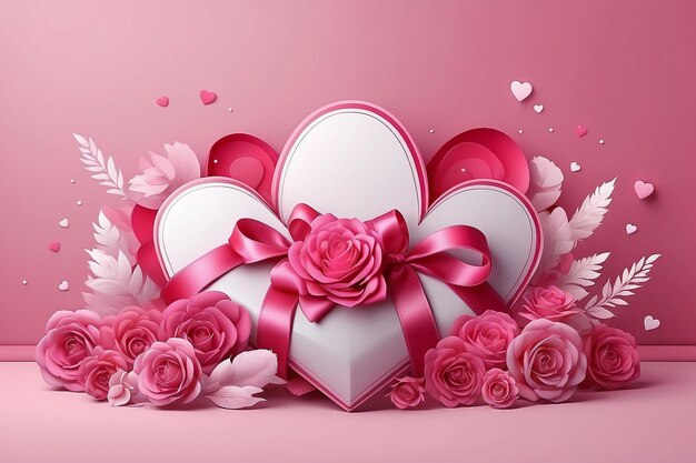 Gelukkige Valentijnsdag Posterontwerp in roze achtergrond Theme Banner voor Valentiijnsdag