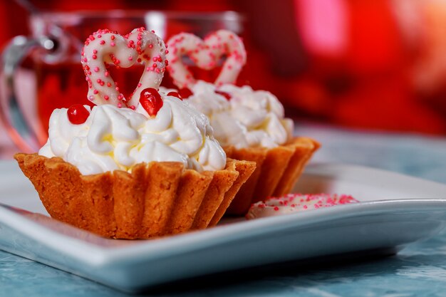 Gelukkige valentine-dag capcake met hart