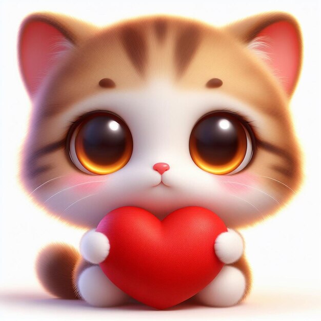 Gelukkige valentine schattig kitten met schattig kussen