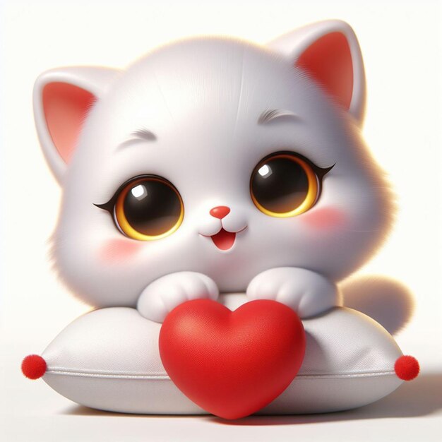 Gelukkige valentine schattig kitten met schattig kussen