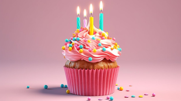 Gelukkige verjaardag cupcake Generatieve AI