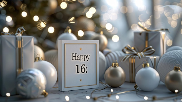 Gelukkige verjaardag gelukkige 16 vrolijke tekst vieren de vreugdevolle gelegenheid van het draaien van zestien een mijlpaal gevuld met geluk en opwinding
