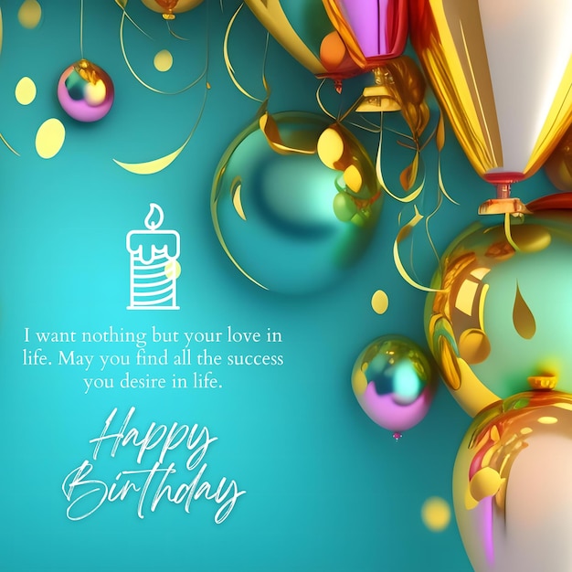 Foto gelukkige verjaardag uitnodigingskaart en instagram social media post achtergrond