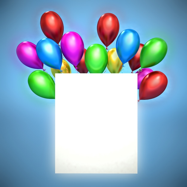 Gelukkige verjaardag-wenskaart met 3D-rode ballonnen