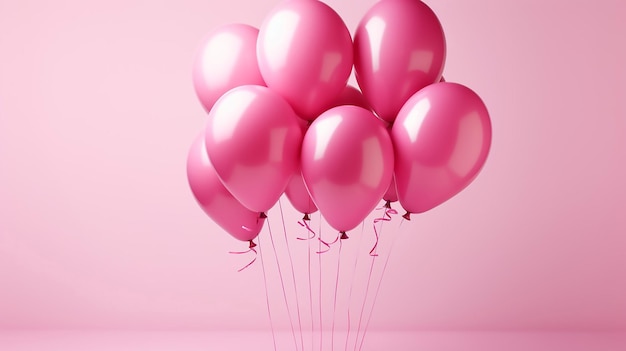 Gelukkige verjaardagsballon realistisch weergegeven op witte en roze achtergrond