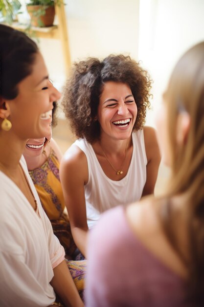 Gelukkige vrienden van de yoga les ontmoeten elkaar in de yoga studio.